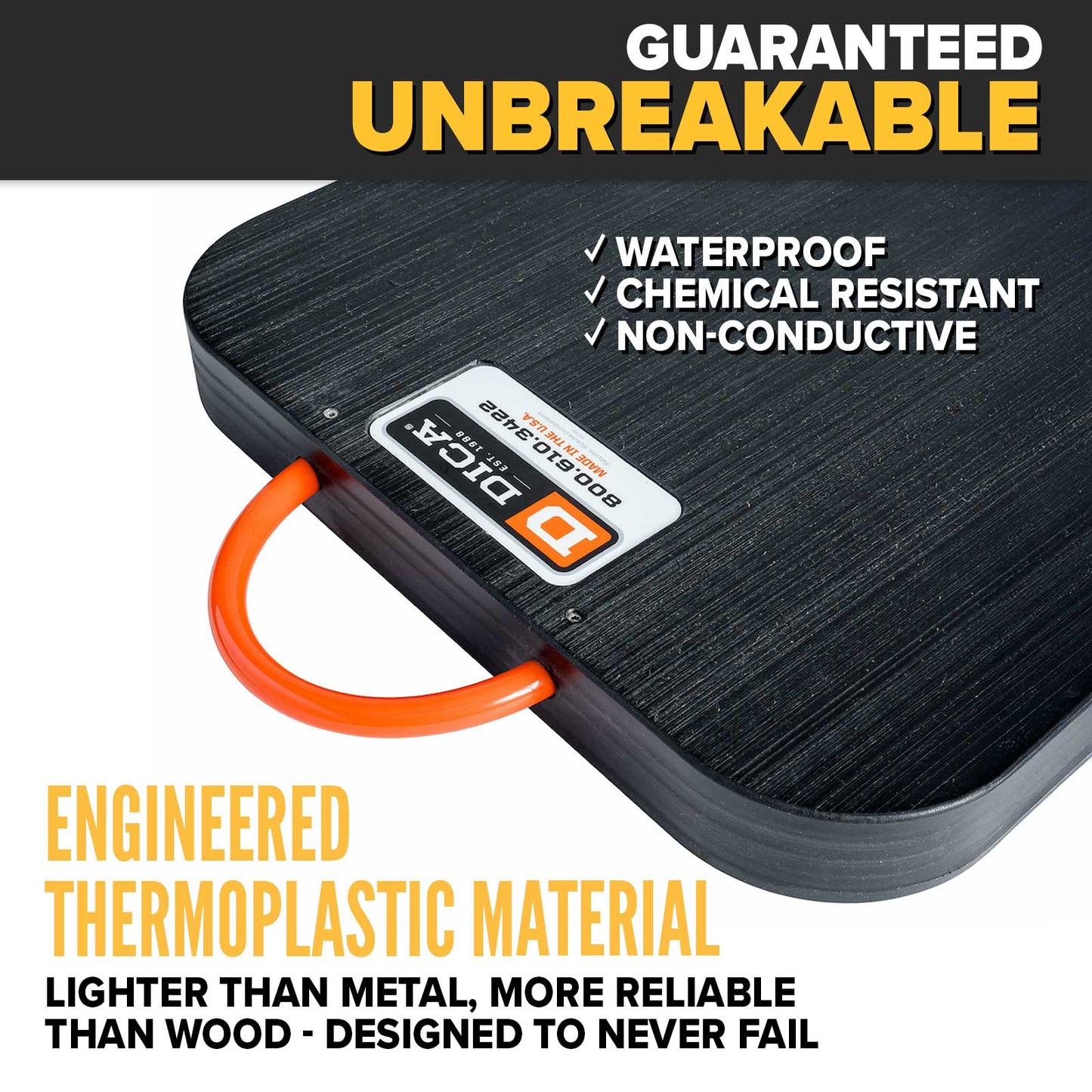 DICA SafetyTech® 18" x 18" Outrigger Pad | Heavy Duty | 2" Thick | Black