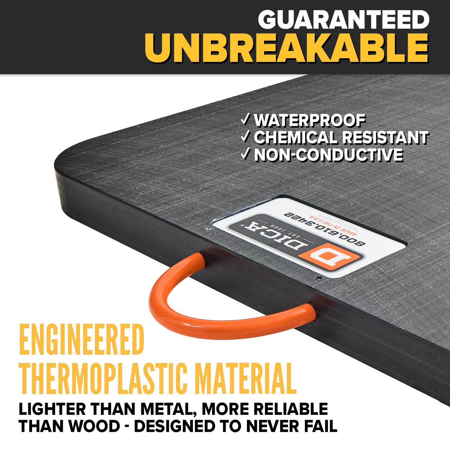 DICA SafetyTech® 24" x 24" Outrigger Pad | Heavy Duty | 2" Thick | Black