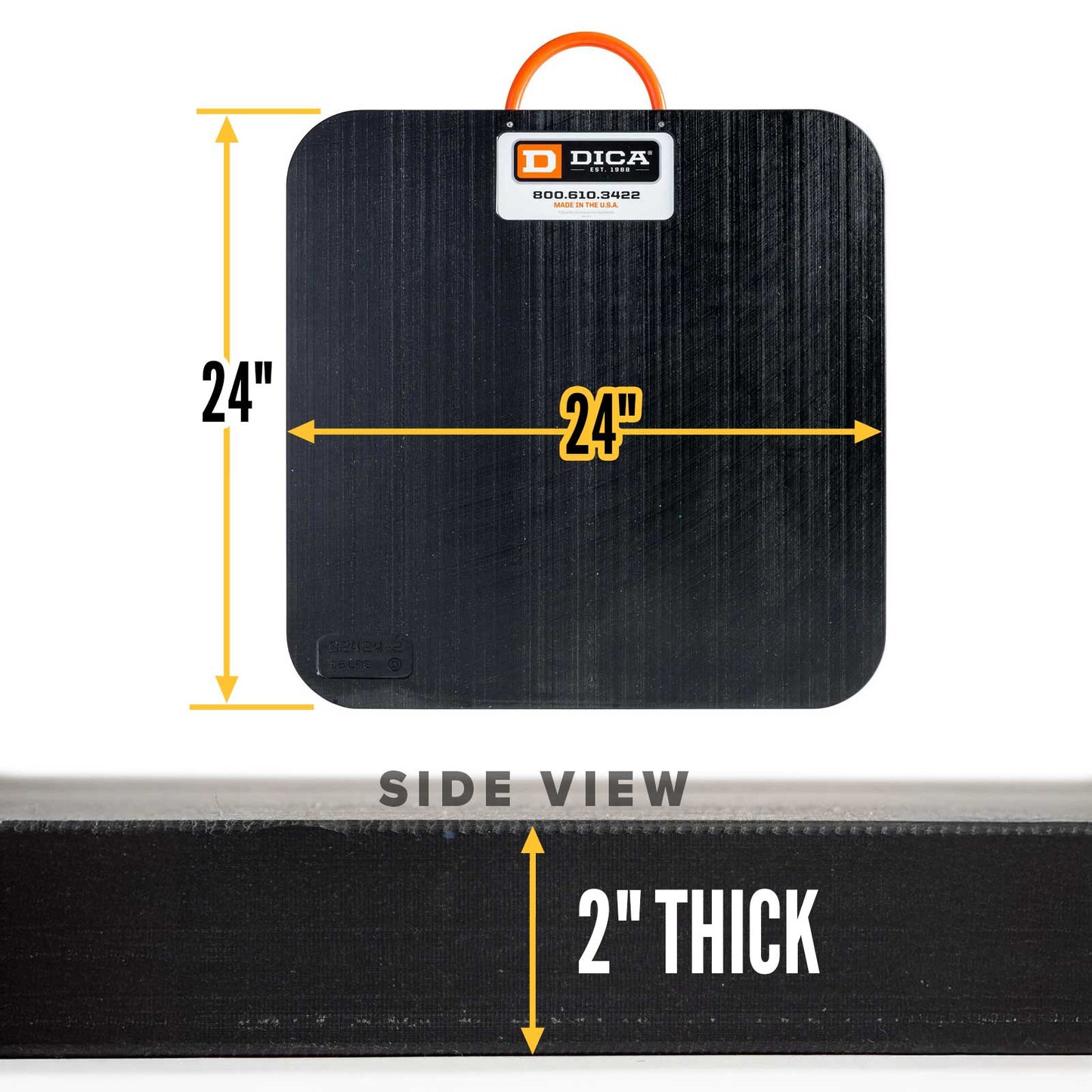 DICA SafetyTech® 24" x 24" Outrigger Pad | Heavy Duty | 2" Thick | Black