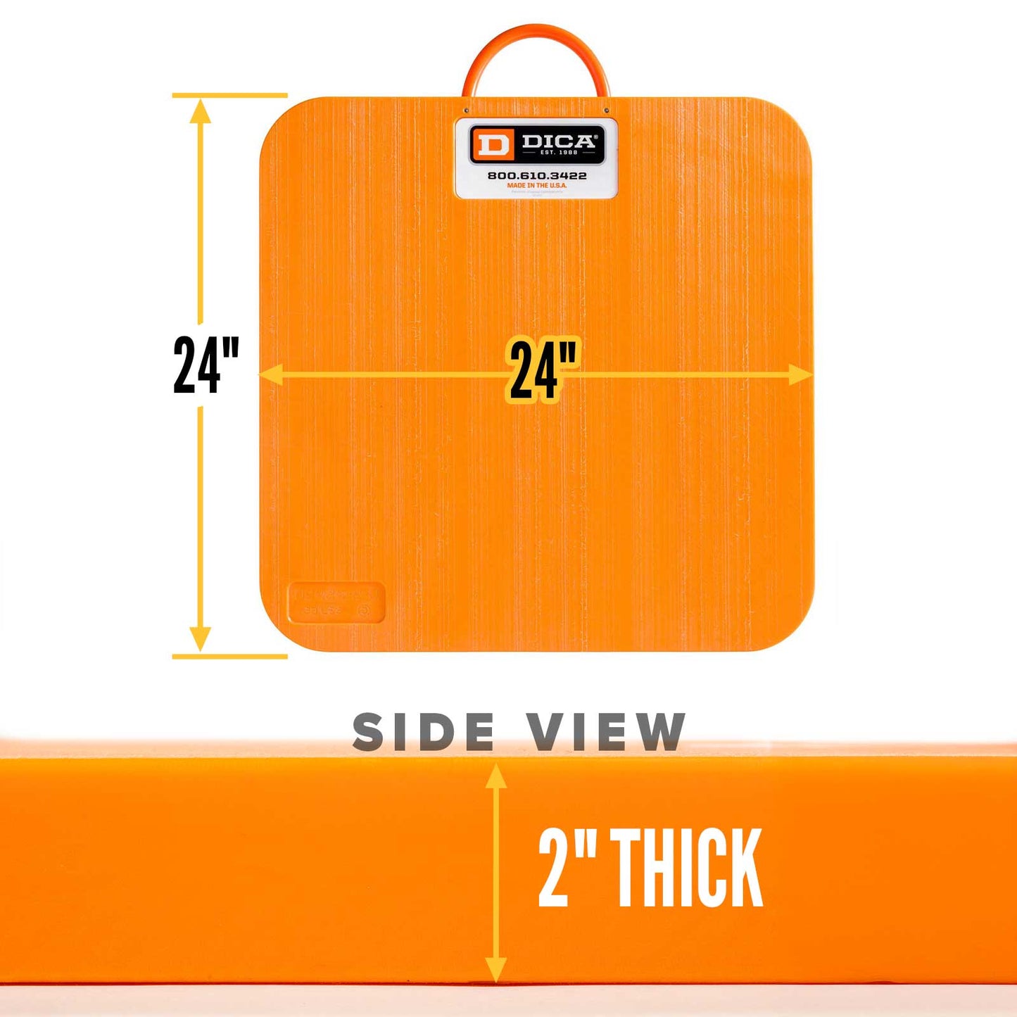 DICA SafetyTech® 24" x 24" Outrigger Pad | Heavy Duty | 2" Thick | Orange