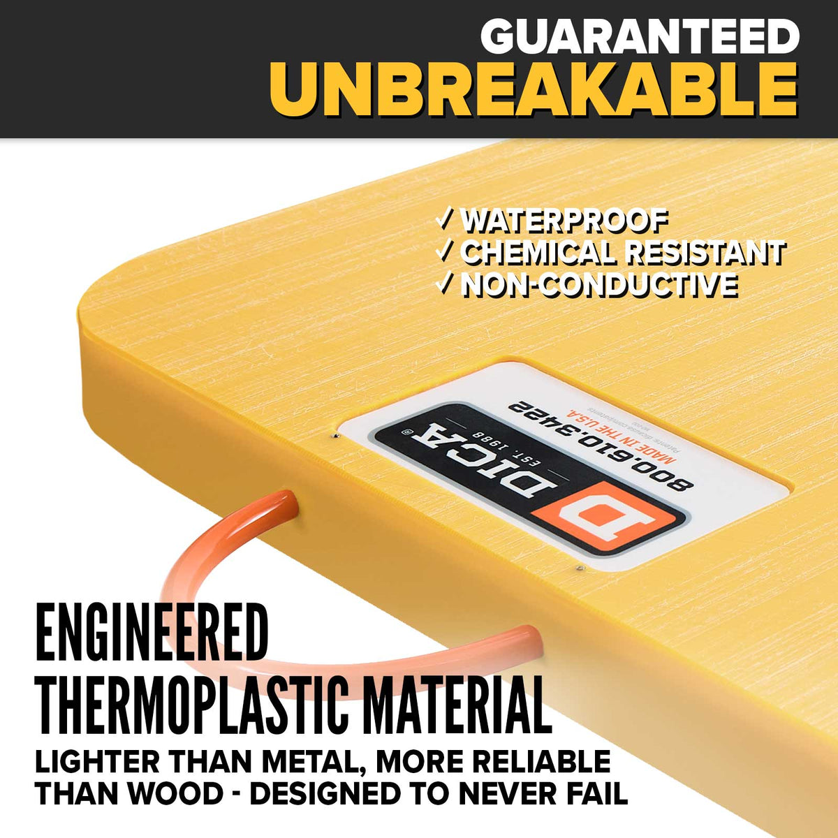 DICA SafetyTech® 24" x 24" Outrigger Pad | Heavy Duty | 2" Thick | Yellow