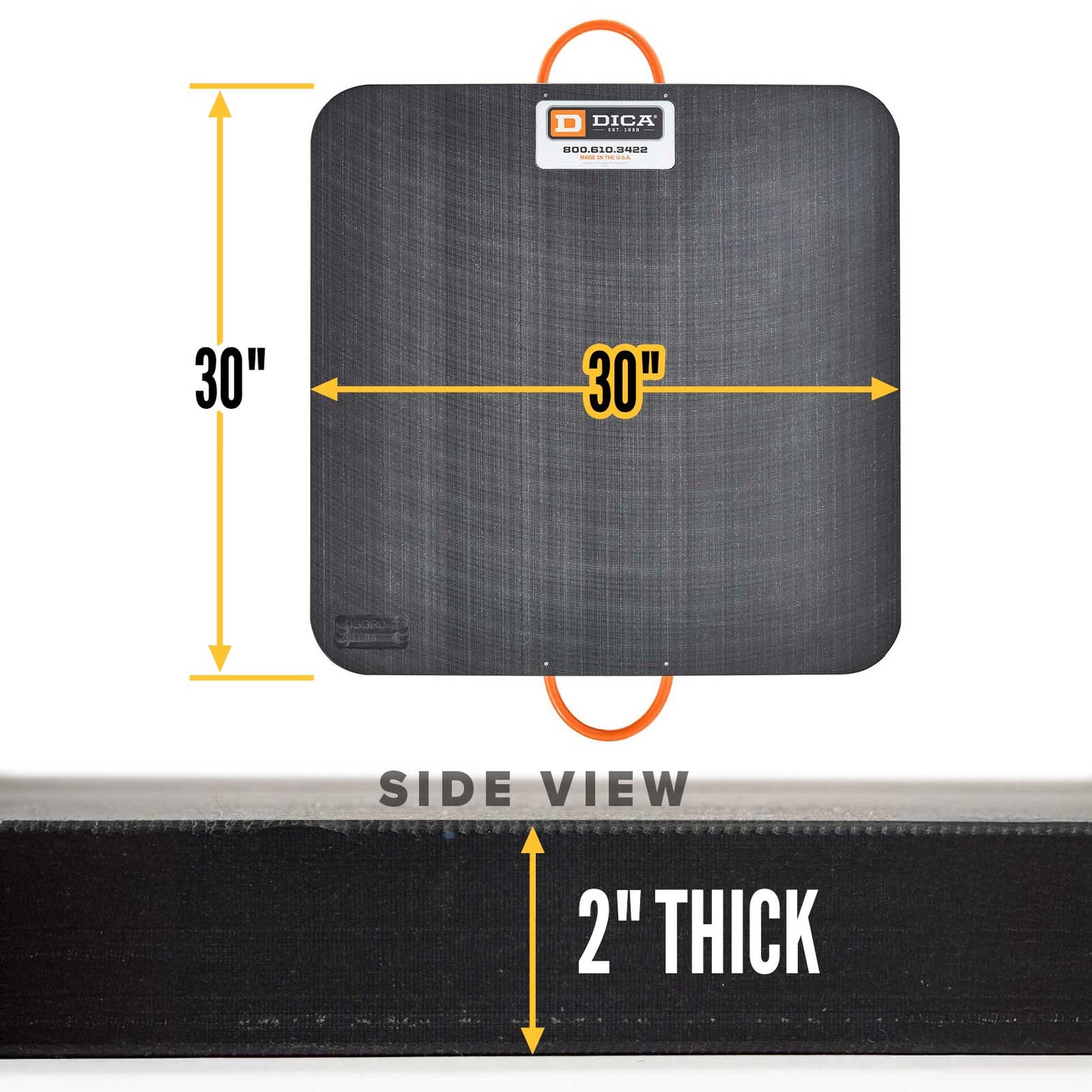 DICA SafetyTech® 30" x 30" Outrigger Pad | Heavy Duty | 2" Thick | Black