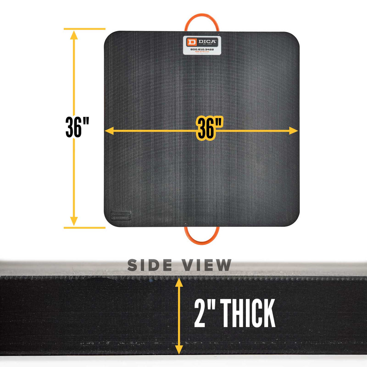 DICA SafetyTech® 36" x 36" Outrigger Pad | Heavy Duty | 2" Thick | Black
