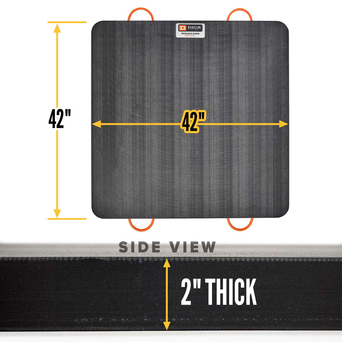 DICA SafetyTech® 42" x 42" Outrigger Pad | Heavy Duty | 2" Thick | Black