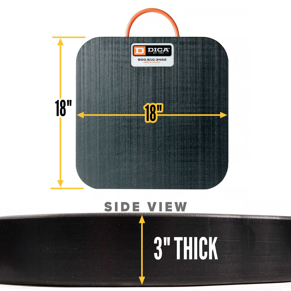 DICA SafetyTech® 18" x 18" Outrigger Pad | Super Duty | 3" Thick | Black