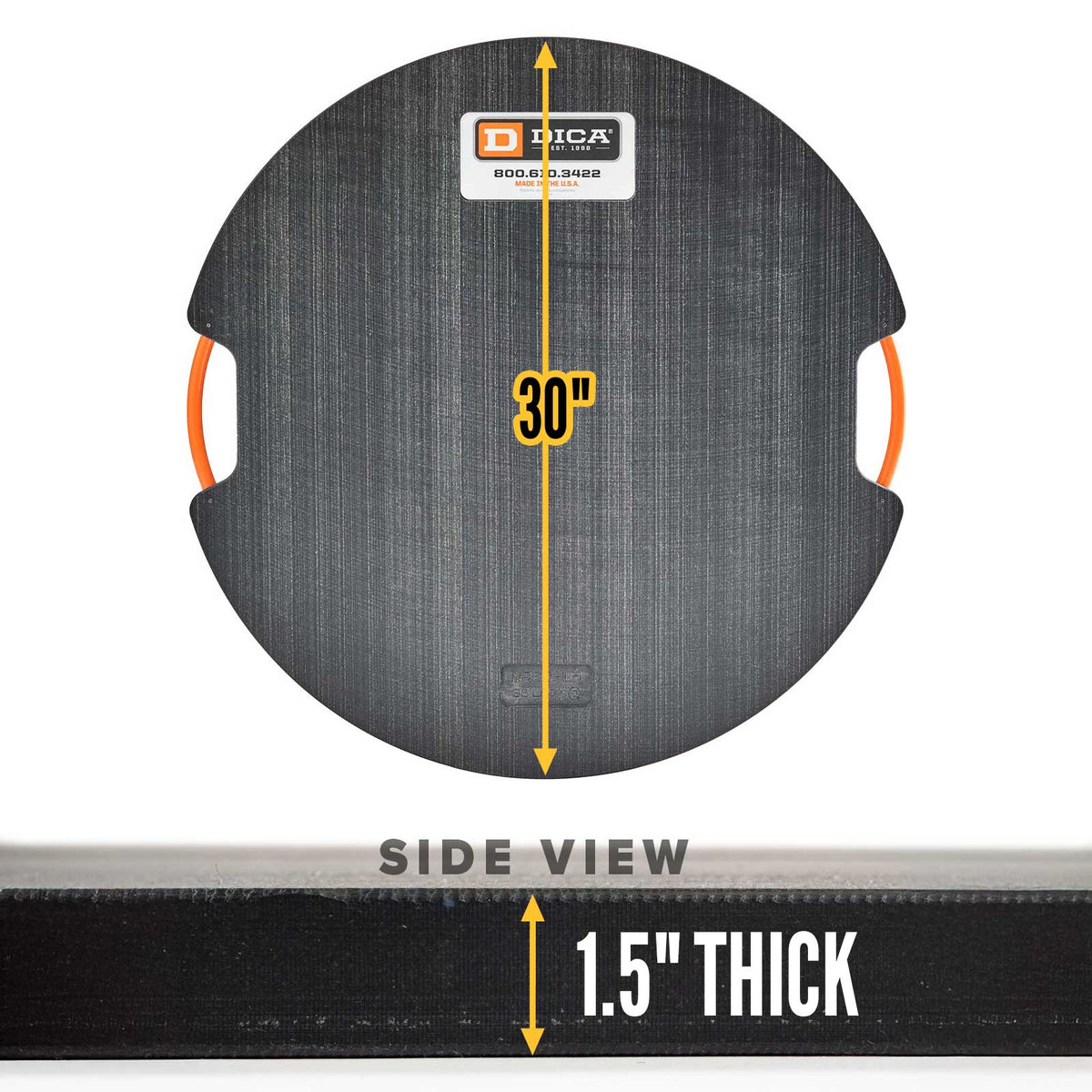 DICA SafetyTech® 30" Round Outrigger Pad | Medium Duty | 1.5" Thick | Black