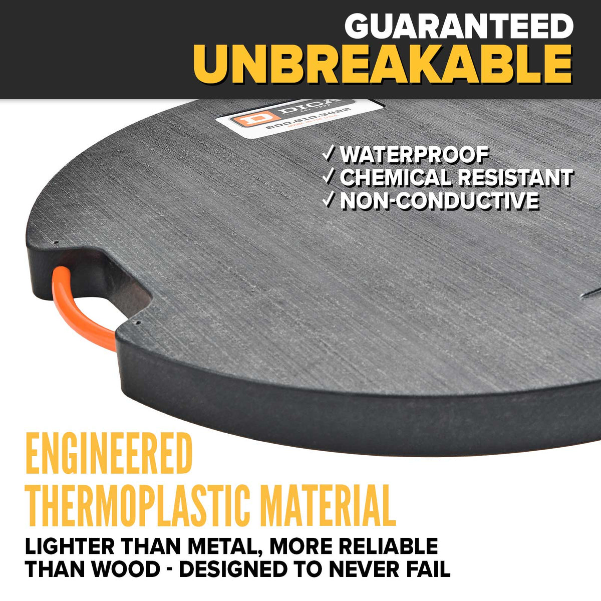 DICA SafetyTech® 30" Round Outrigger Pad | Heavy Duty | 2" Thick | Black