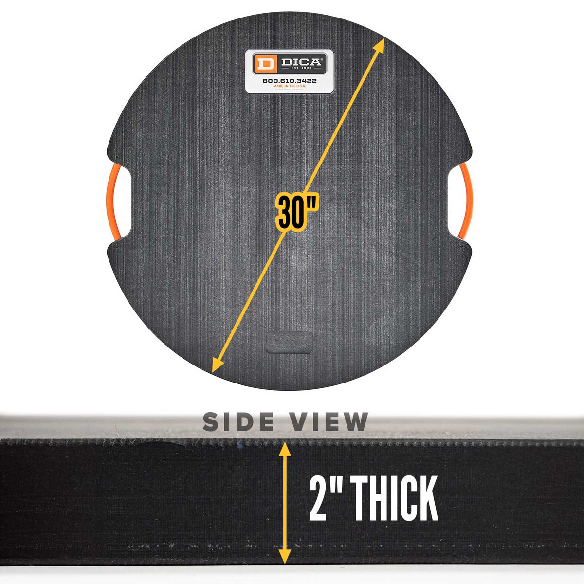 DICA SafetyTech® 30" Round Outrigger Pad | Heavy Duty | 2" Thick | Black