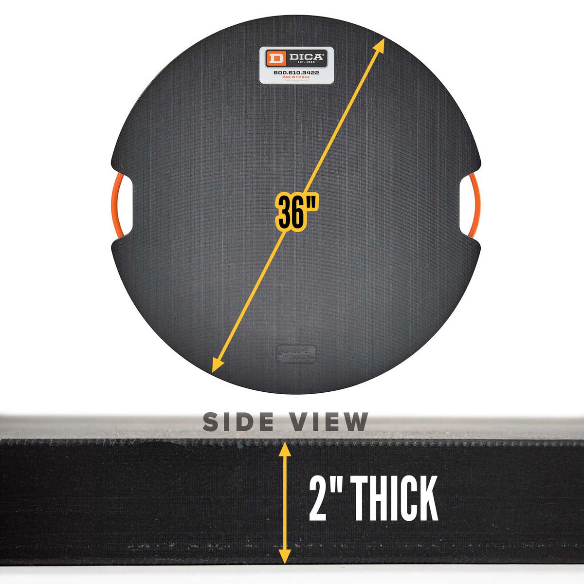 DICA SafetyTech® 36" Round Outrigger Pad | Heavy Duty | 2" Thick | Black
