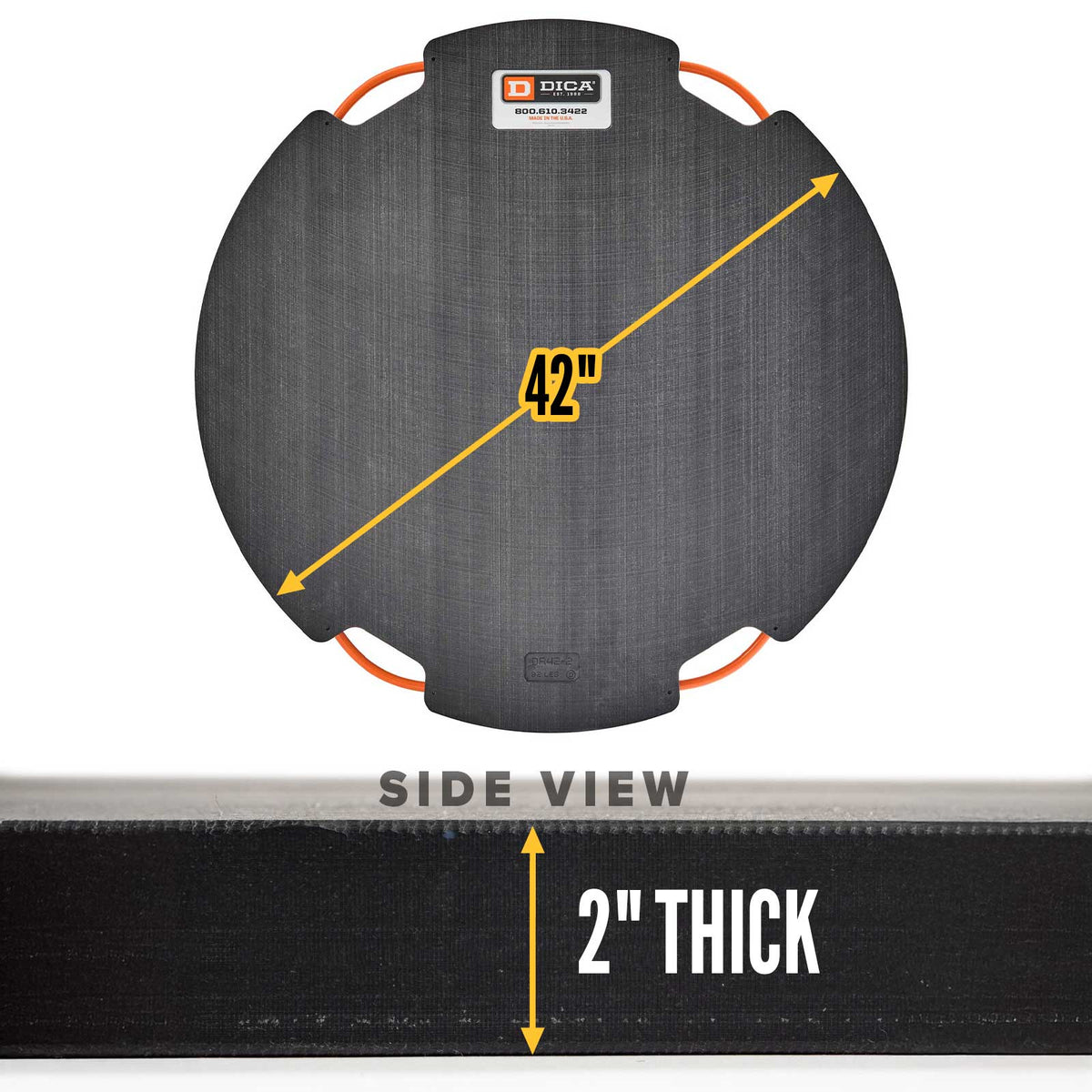 DICA SafetyTech® 42" Round Outrigger Pad | Heavy Duty | 2" Thick | Black