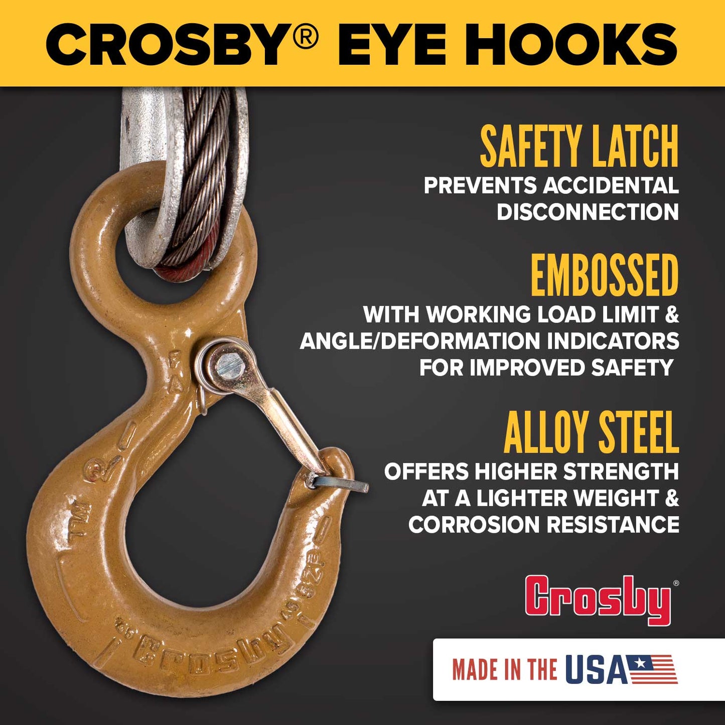 1/4" x 3' 2-Leg Wire Rope Bridle Sling with Crosby Eye Hooks | Domestic