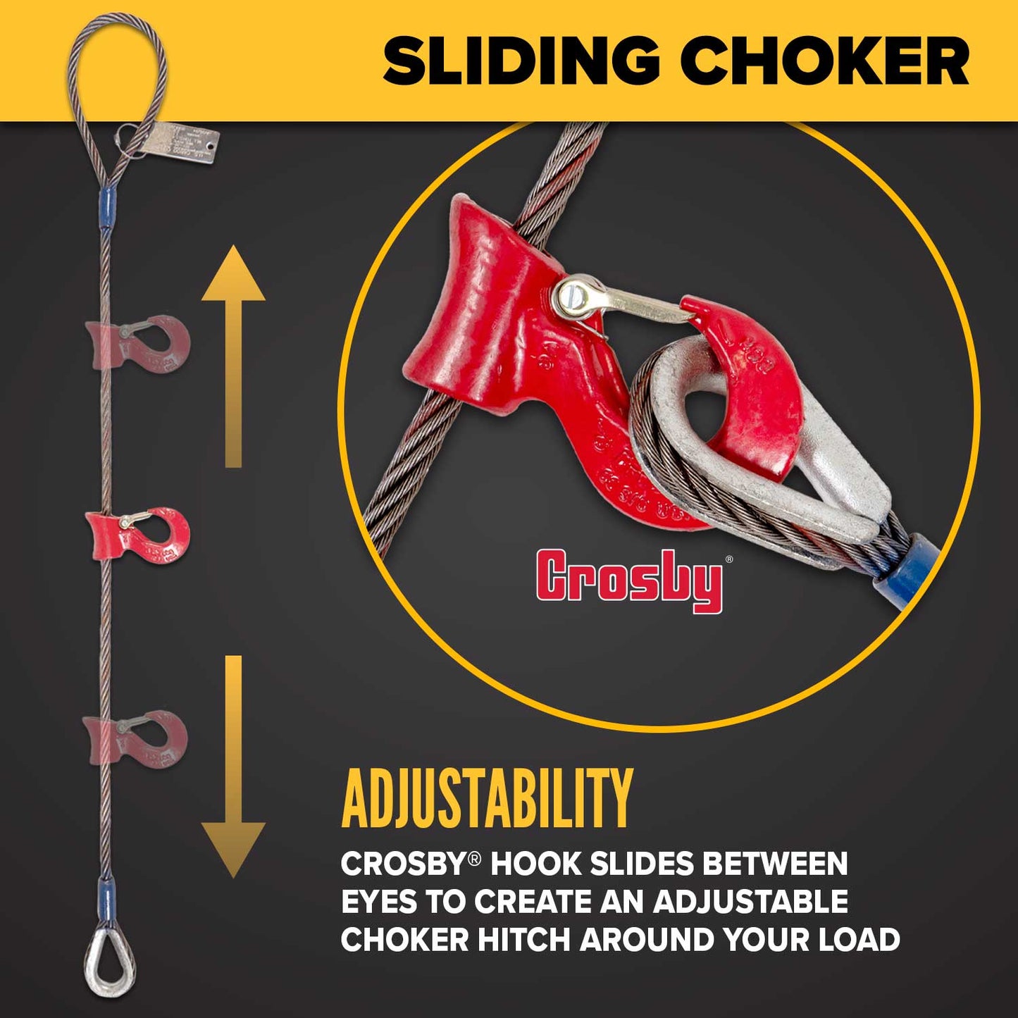 7/8" x 4' Sliding Choker Wire Rope Sling | Domestic
