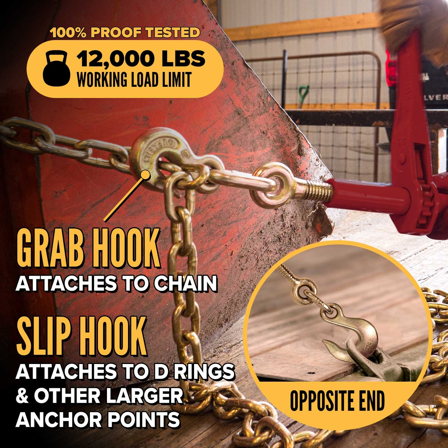 1/2" Grab Hook & 5/8" Slip Hook Durabilt Pro-Bind Ratchet Binder - 2-Pack