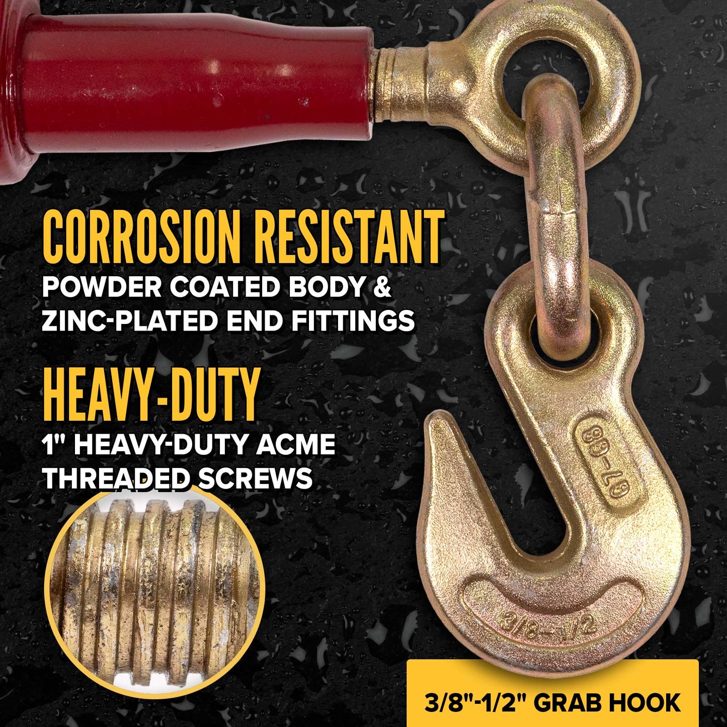 1/2" Grab Hook & 5/8" Slip Hook Durabilt Pro-Bind Ratchet Binder - 2-Pack