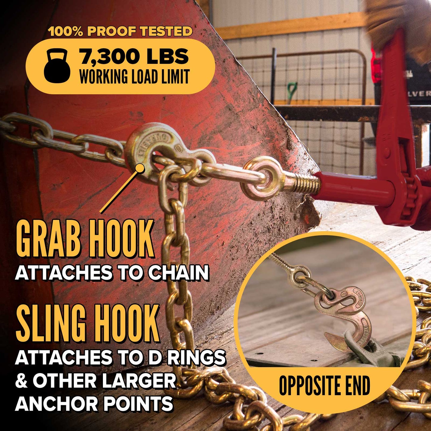 3/8" Grab Hook & 1/2" Sling Hook with 3/8" Grab Hook Durabilt Pro-Bind Ratchet Binder - 4-Pack
