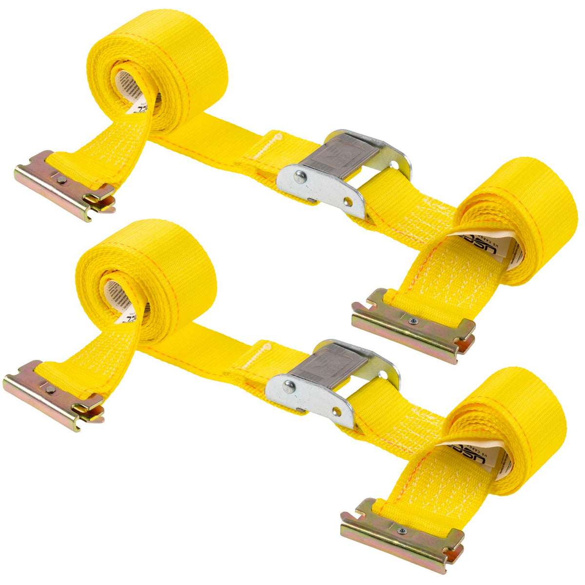 2" x 12' Yellow E-Track Cam Buckle Strap | 2-Pack