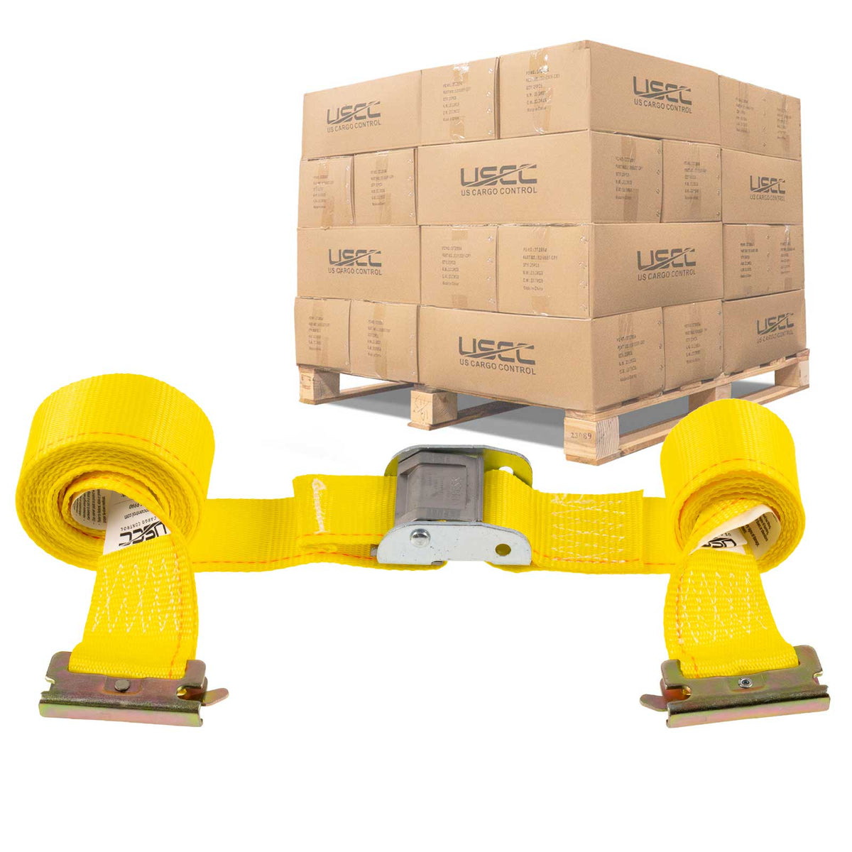 2" x 12' Yellow E-Track Cam Buckle Strap | 1200-Pack (Pallet)