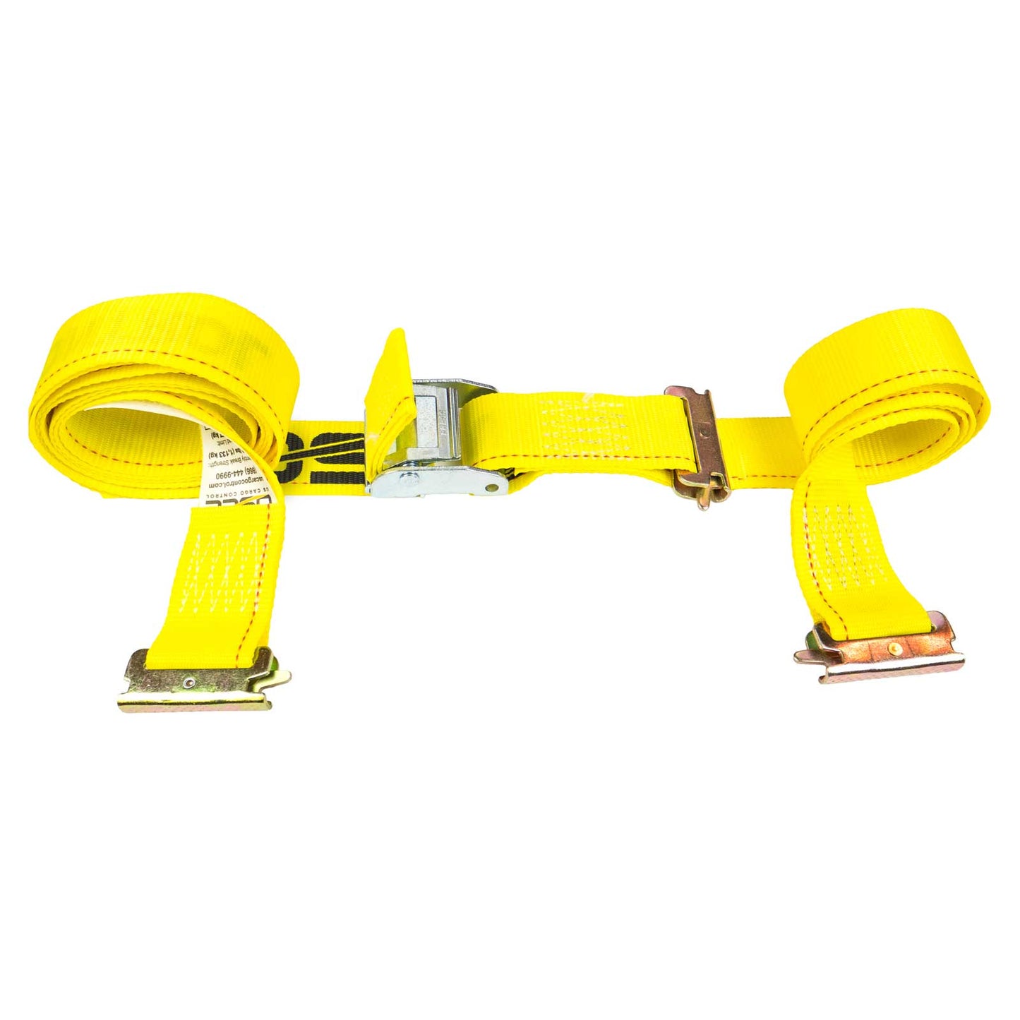 2" x 12' Yellow E-Track Cam Buckle Strap | Double-Fitted End
