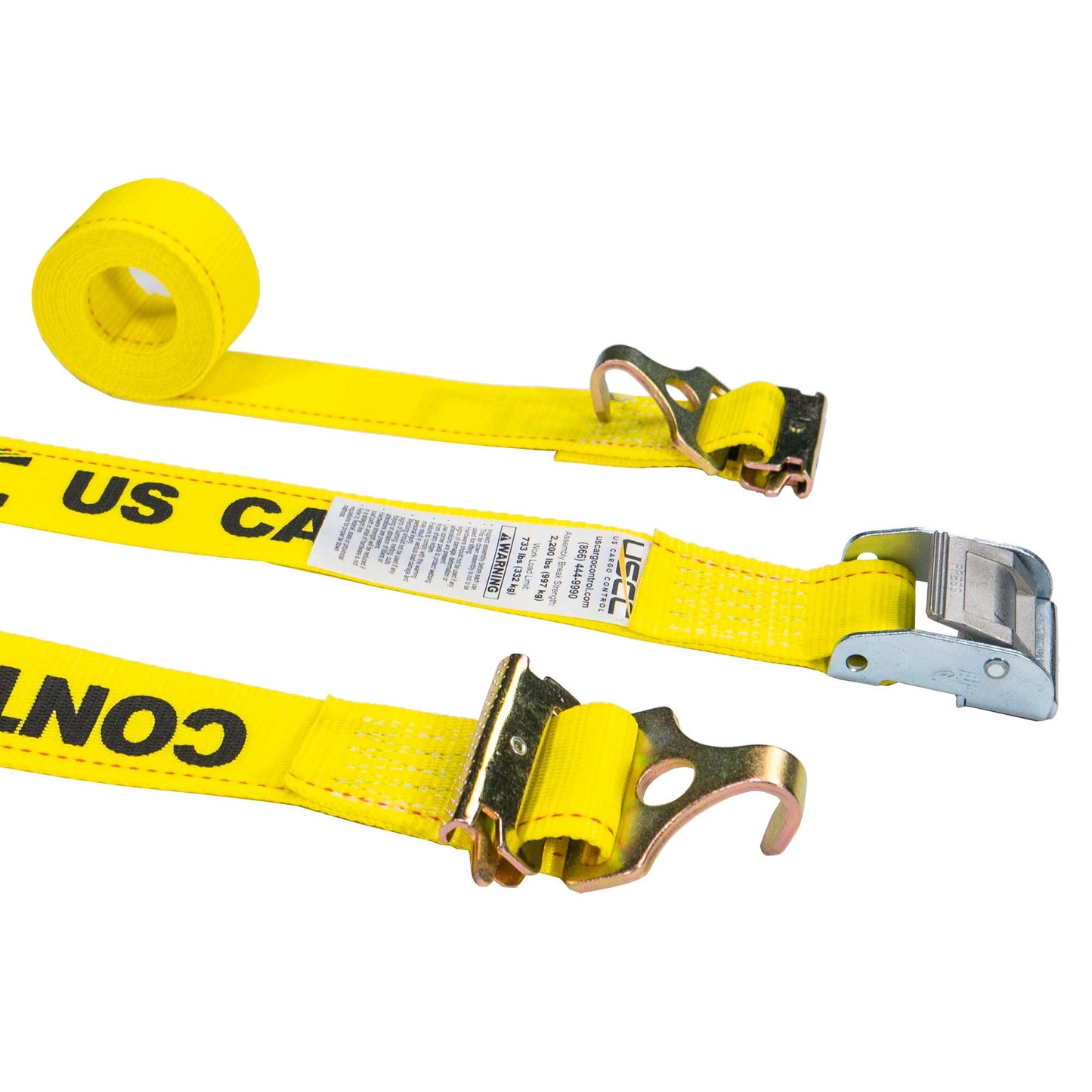 2" x 12' Yellow E-Track Cam Buckle Strap | F-Hooks & Spring E-Fittings