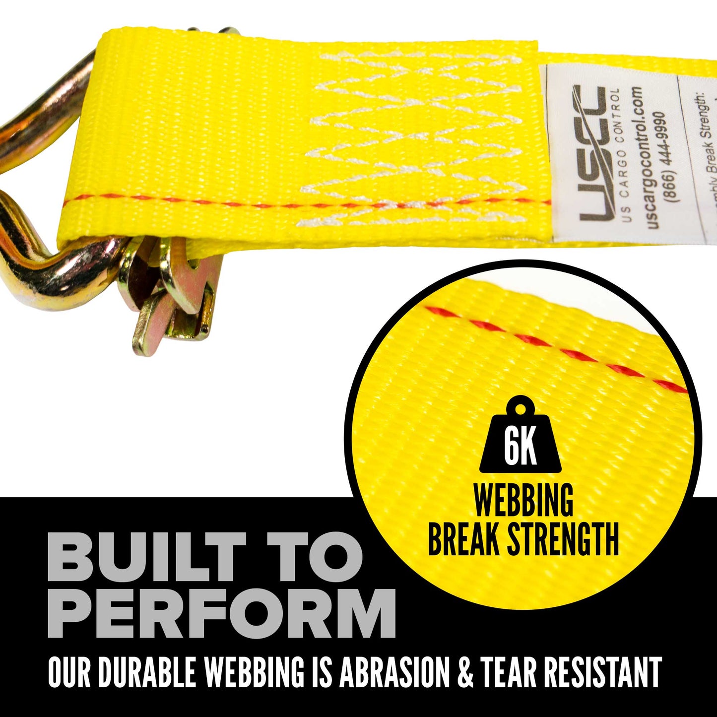 2'' x 12' Yellow E-Track Cam Buckle Strap | Wire Hooks & Spring E-Fittings