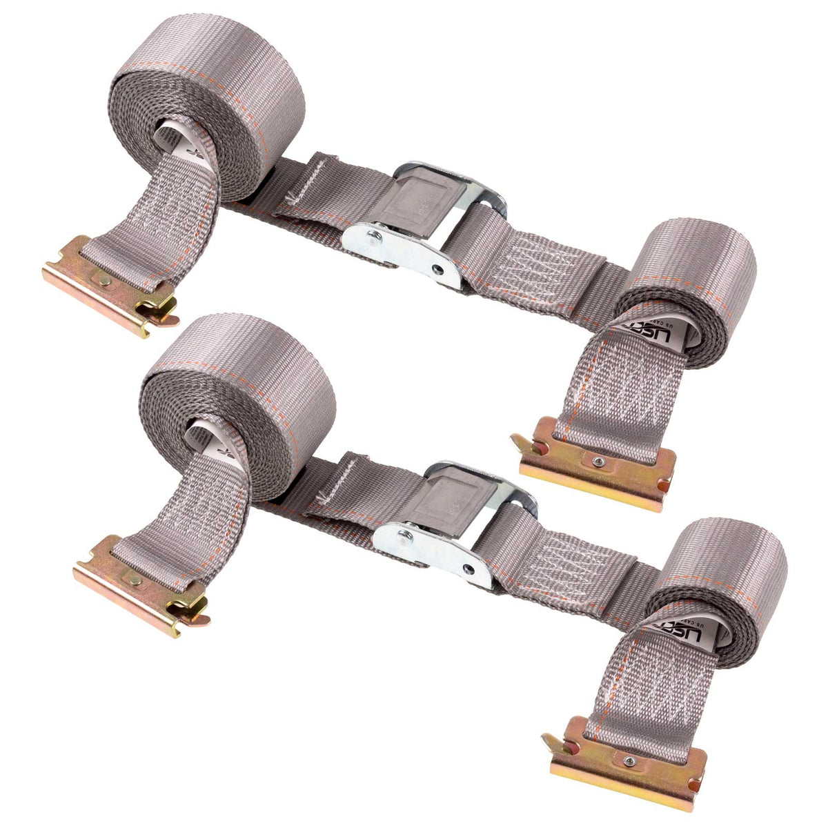 2" x 16' Gray E-Track Cam Buckle Strap | 2-Pack