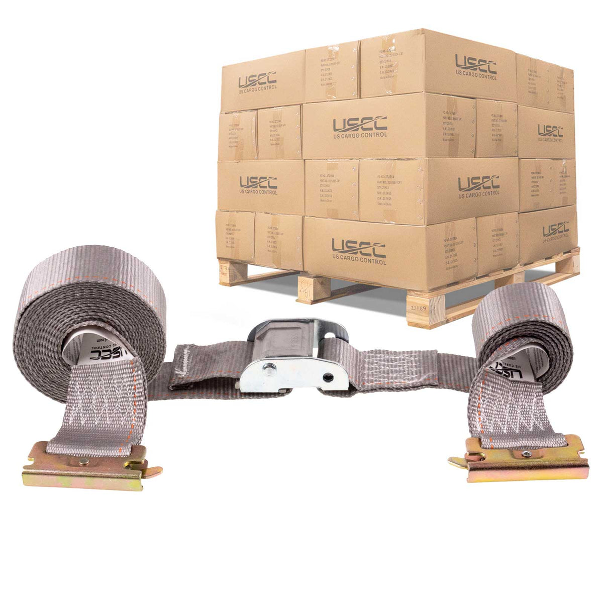 2" x 16' Gray E-Track Cam Buckle Strap | 1200-Pack (Pallet)
