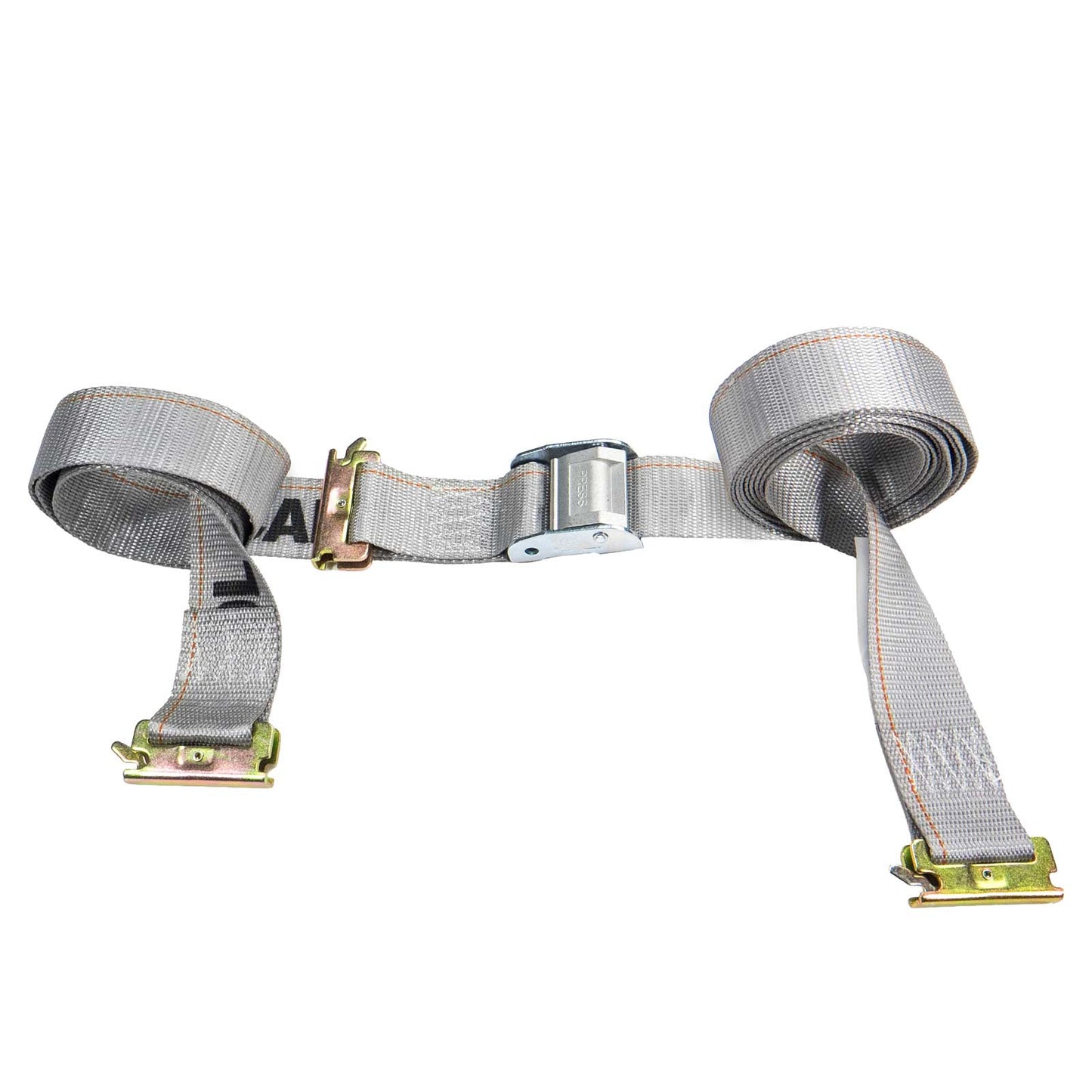 2" x 16' Gray E-Track Cam Buckle Strap | Double-Fitted End