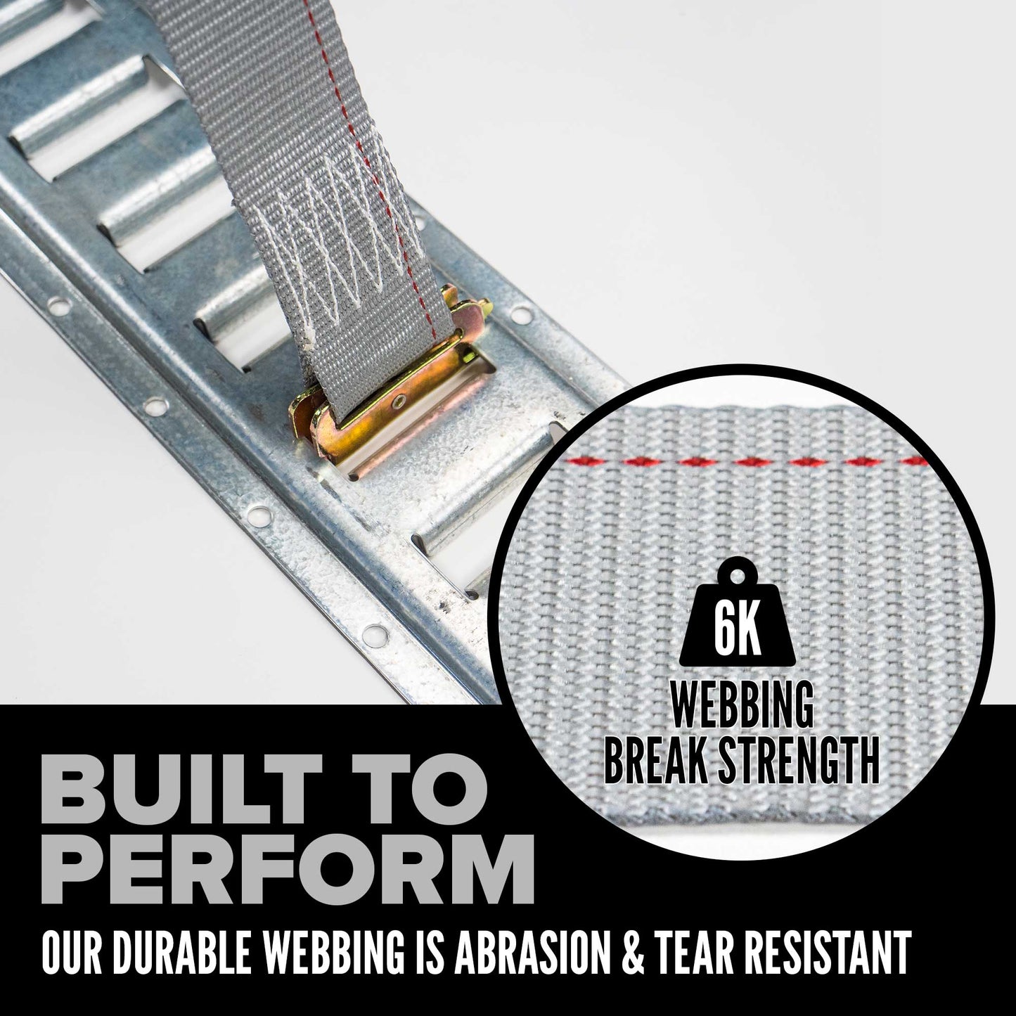 2" x 16' Gray E-Track Cam Buckle Strap