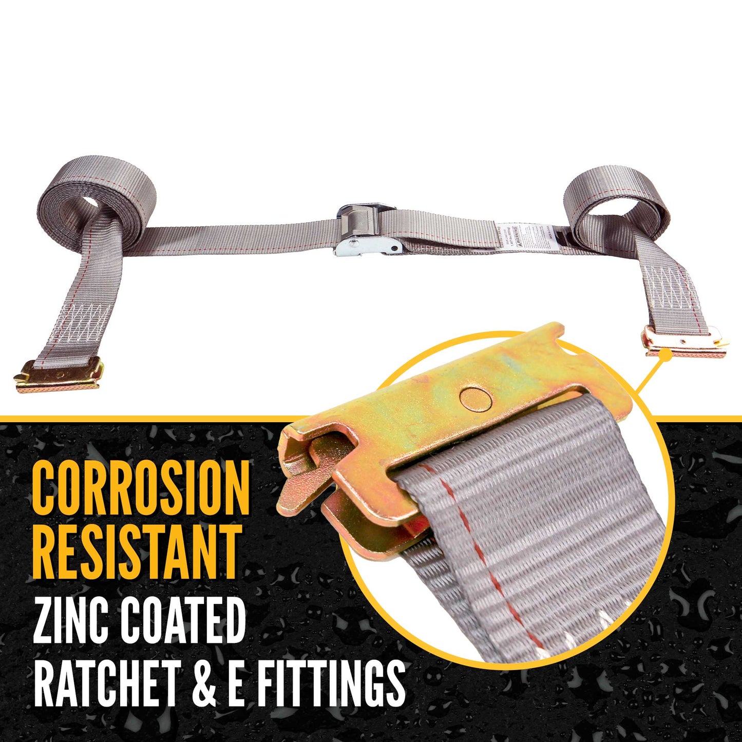 2" x 16' Gray E-Track Cam Buckle Strap