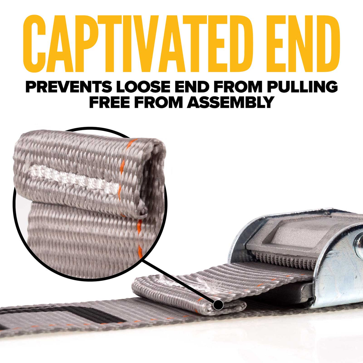 2" x 16' Gray E-Track Cam Buckle Strap | 2-Pack