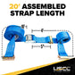 2" x 20' Blue E-Track Cam Buckle Strap | Double-Fitted End