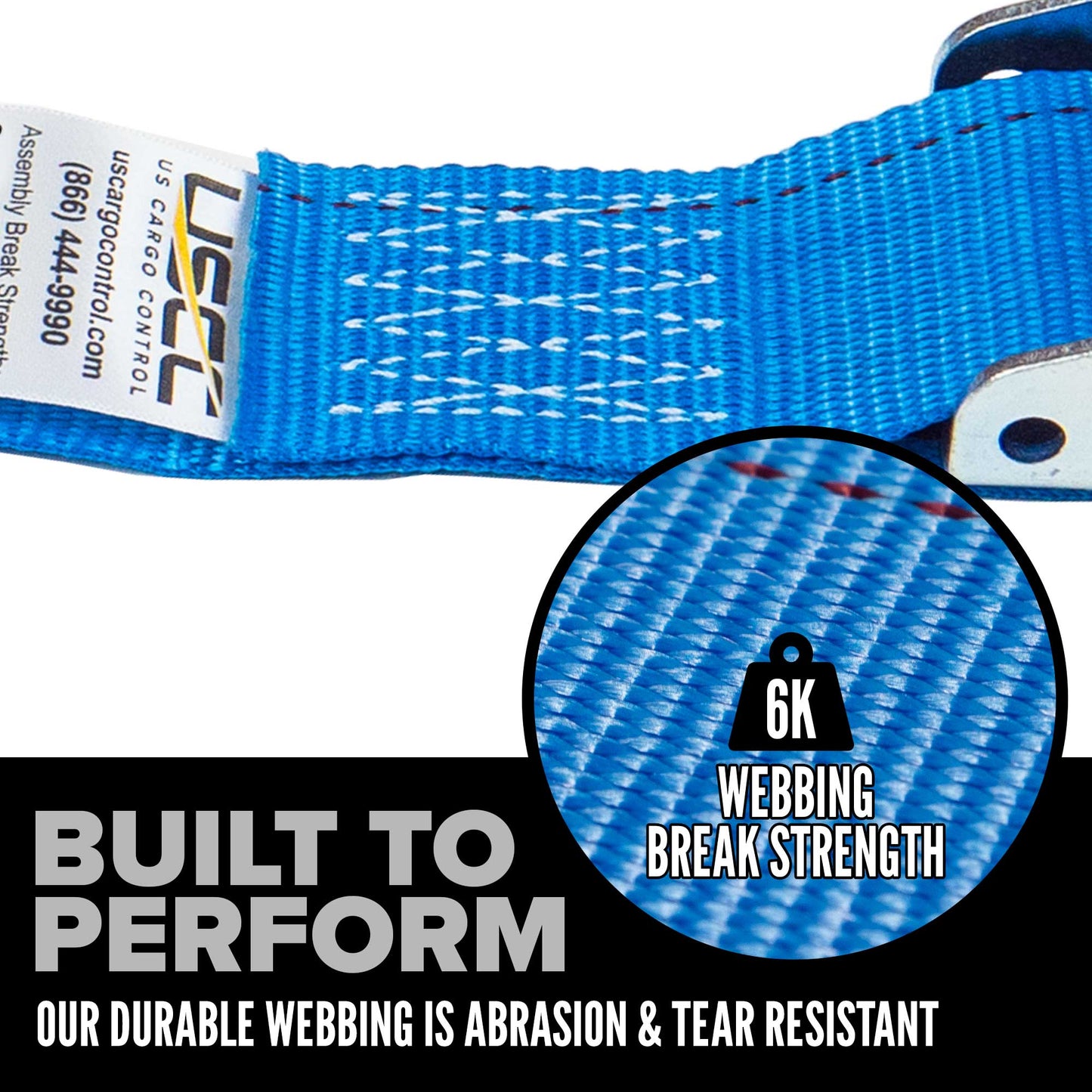 2" x 20' Blue E-Track Cam Buckle Strap | F-Hooks & Spring E-Fittings