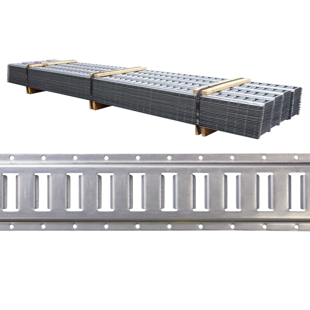 Galvanized 8' Horizontal E Track | 100-Pack (Pallet)