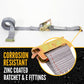 2" x 16' Gray E-Track Ratchet Strap | 1' Fixed End
