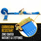 2" x 20' Blue E-Track Ratchet Strap | 1' Fixed End