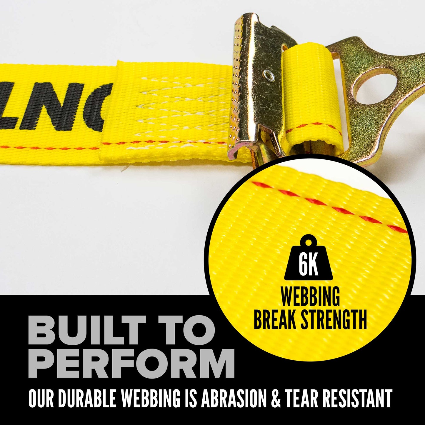 2" x 12' Yellow E-Track Ratchet Strap | F-Hooks & Spring E-Fittings