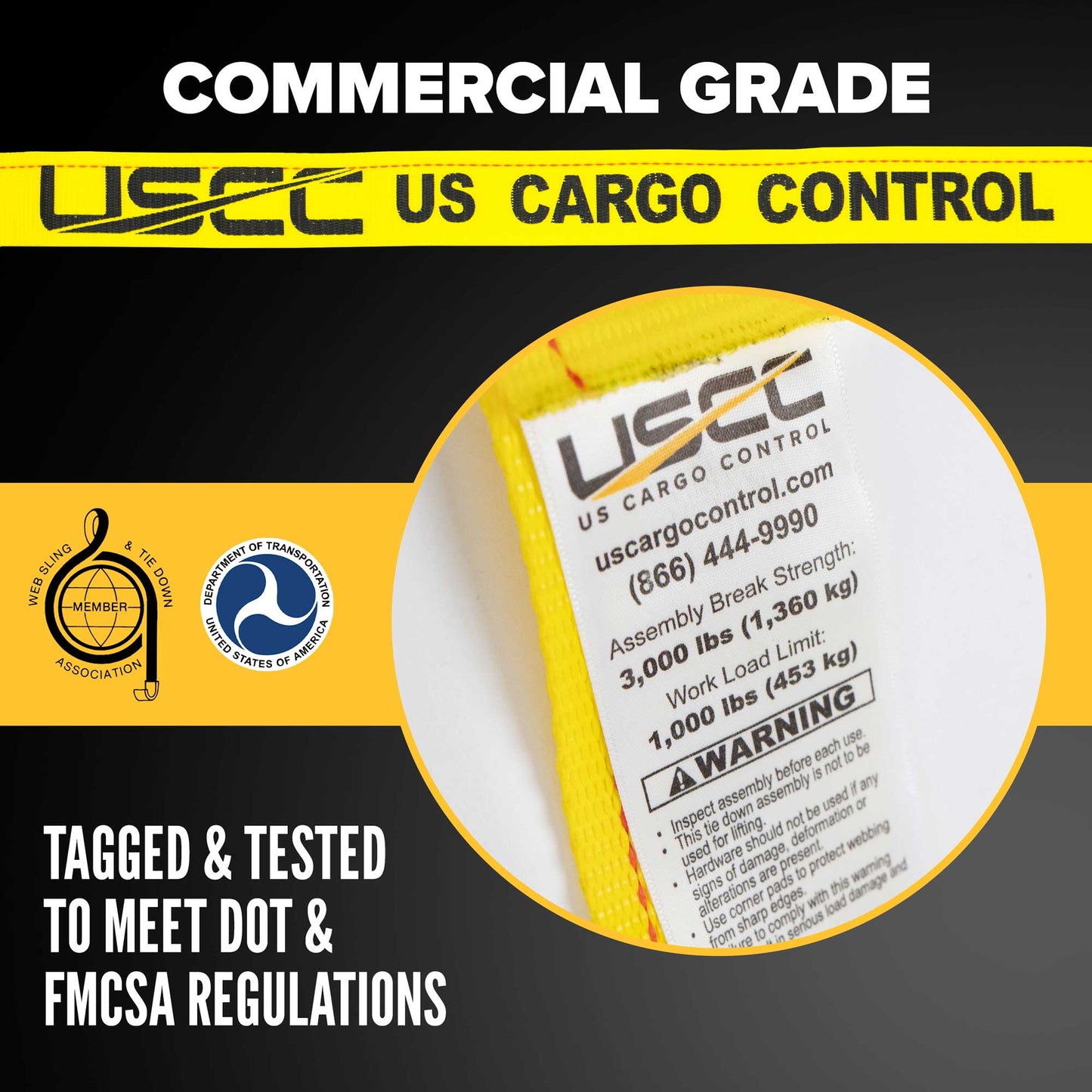 2'' x 12' Yellow E-Track Ratchet Strap | Wire Hooks & Spring E-Fittings
