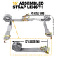 2'' x 16' Gray E-Track Ratchet Strap | Wire Hooks & Spring E-Fittings