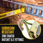2'' x 16' Gray E-Track Ratchet Strap | Wire Hooks & Spring E-Fittings