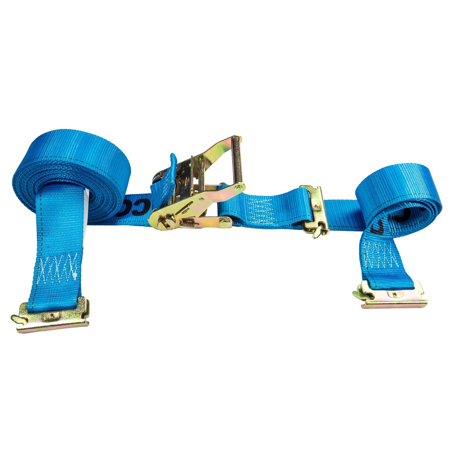 2" x 20' Blue E-Track Ratchet Strap | Double-Fitted End
