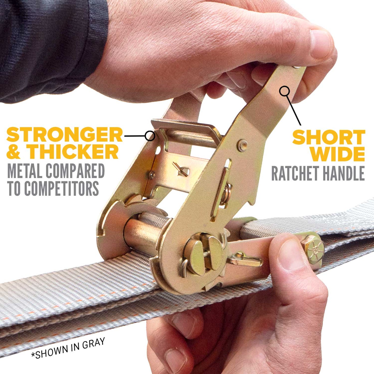 2" x 20' Blue E-Track Ratchet Strap | Double-Fitted End