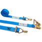  blue 20' E track ratchet strap with stud fittings