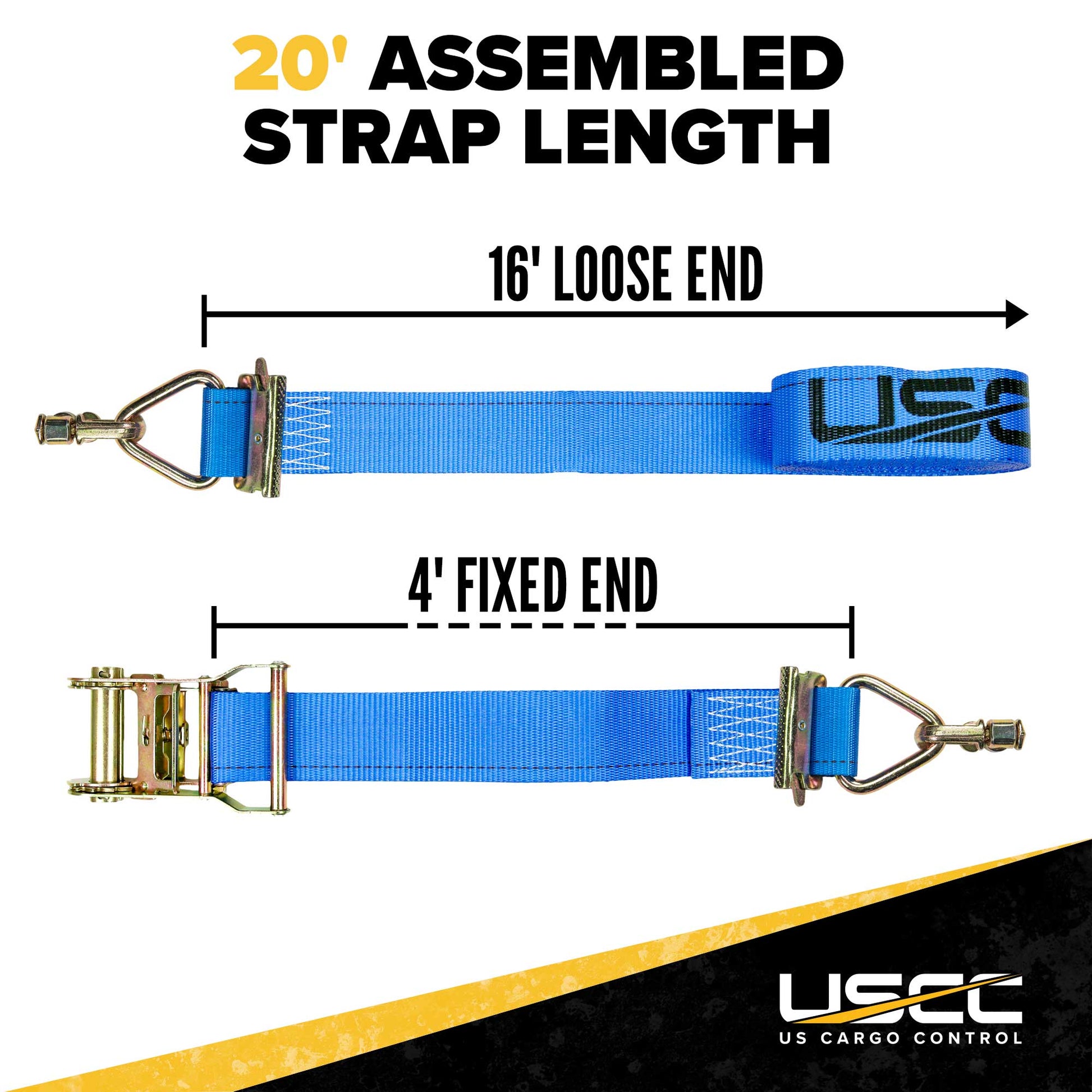  20' e track strap with 4' fixed end and 16' loose end