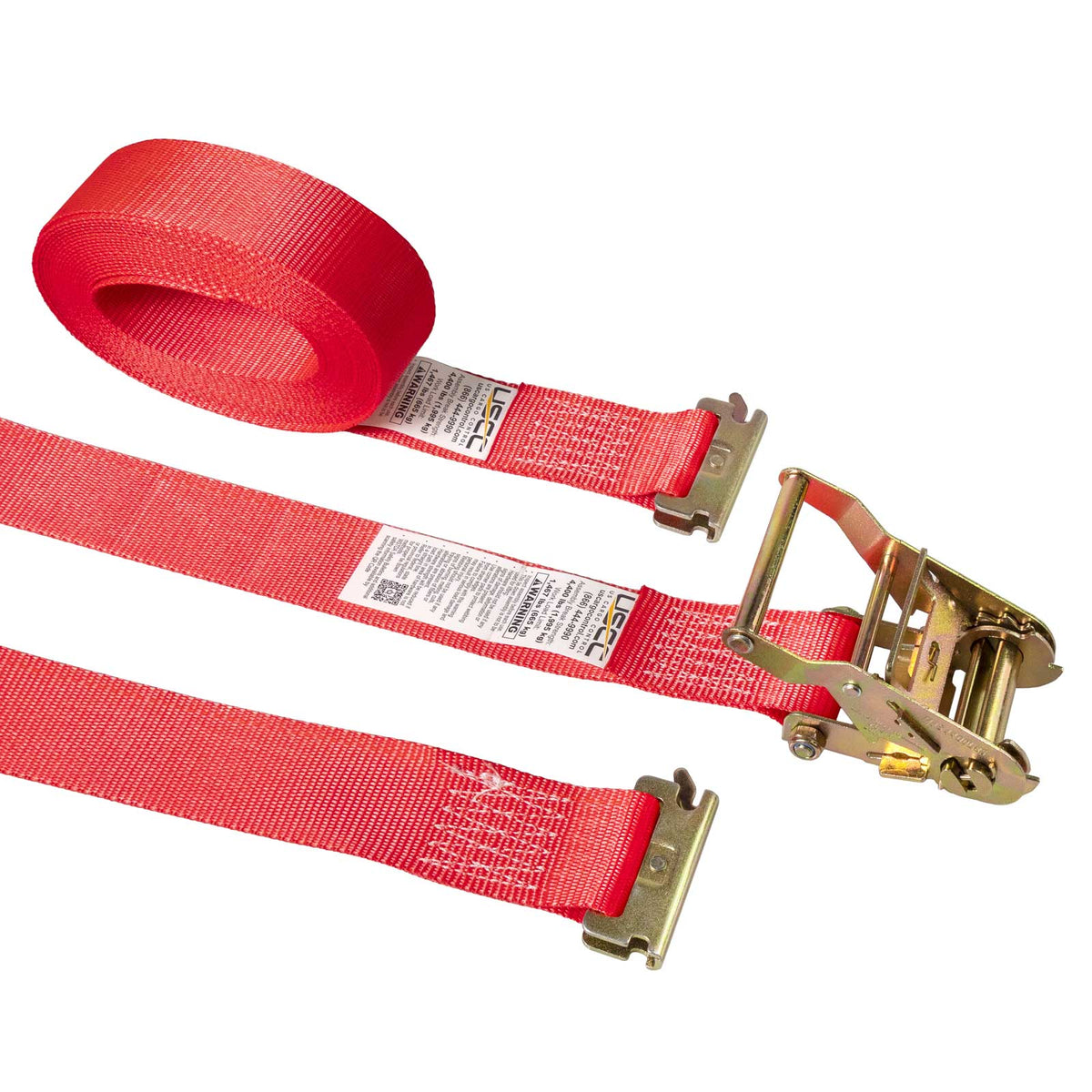 2" x 27' Red E-Track Ratchet Strap | Standard 4' Fixed End