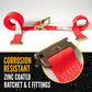 2" x 27' Red E-Track Ratchet Strap | Standard 4' Fixed End