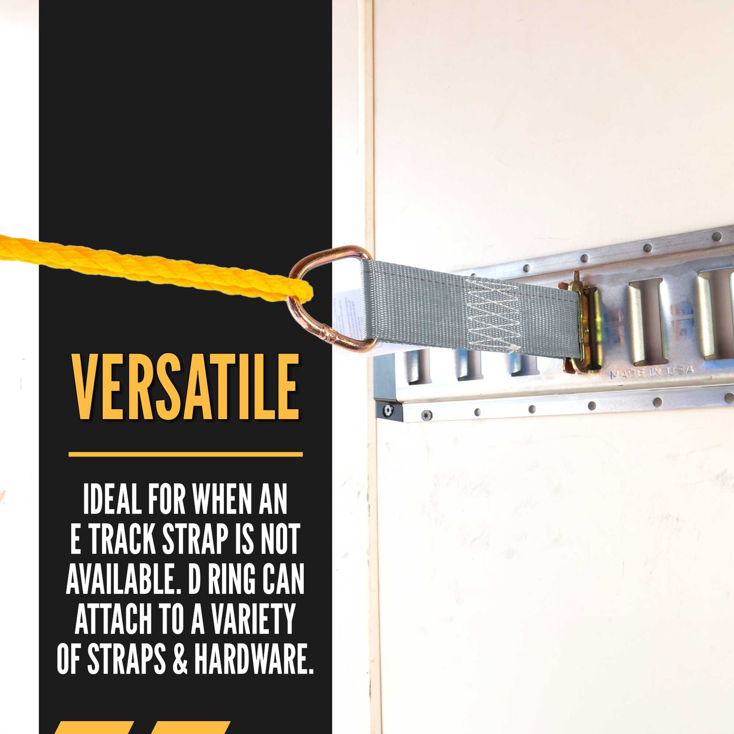 8-1/2" E-Track Rope Tie Off - Gray | 4,400 lbs. BS