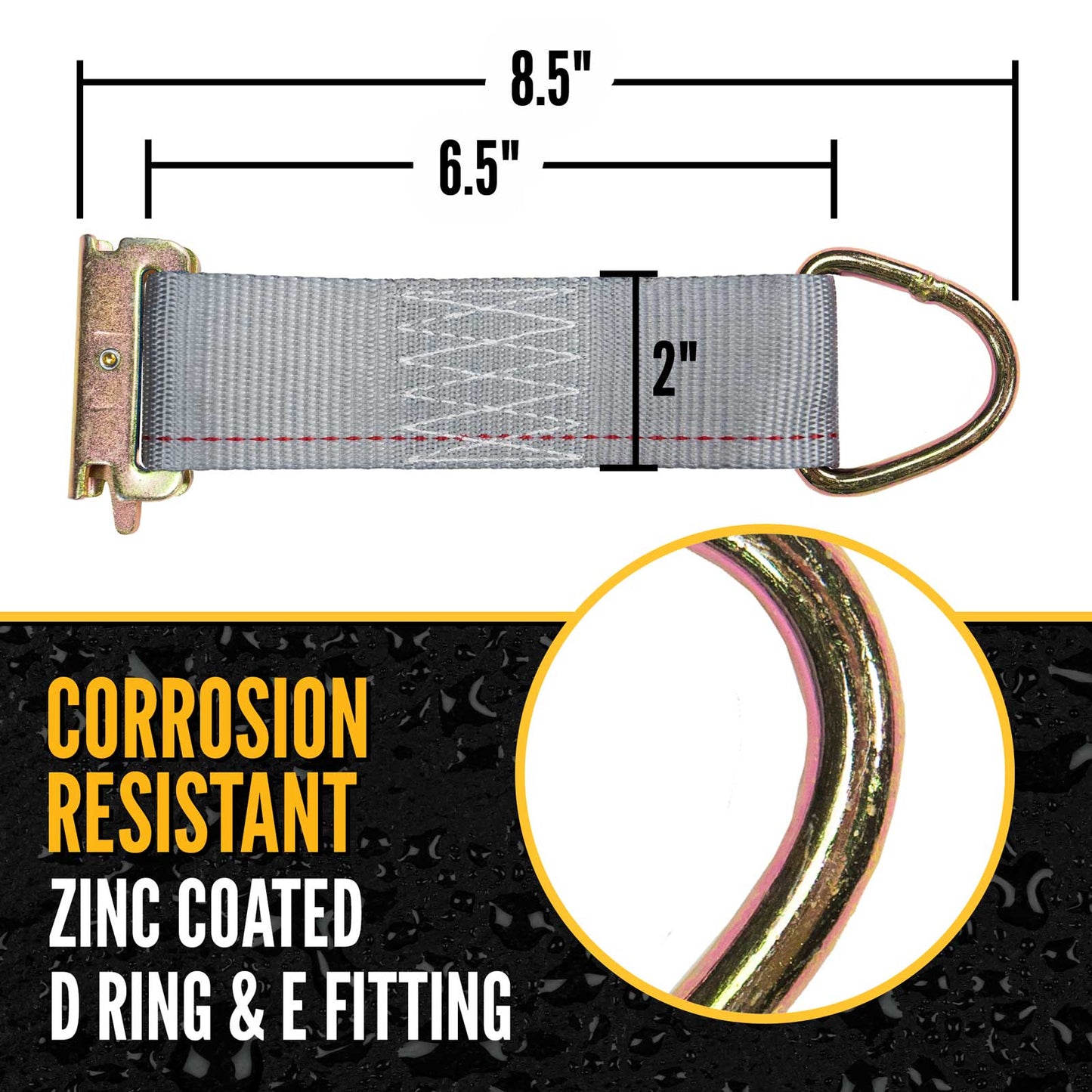 8-1/2" E-Track Rope Tie Off - Gray | 4,400 lbs. BS