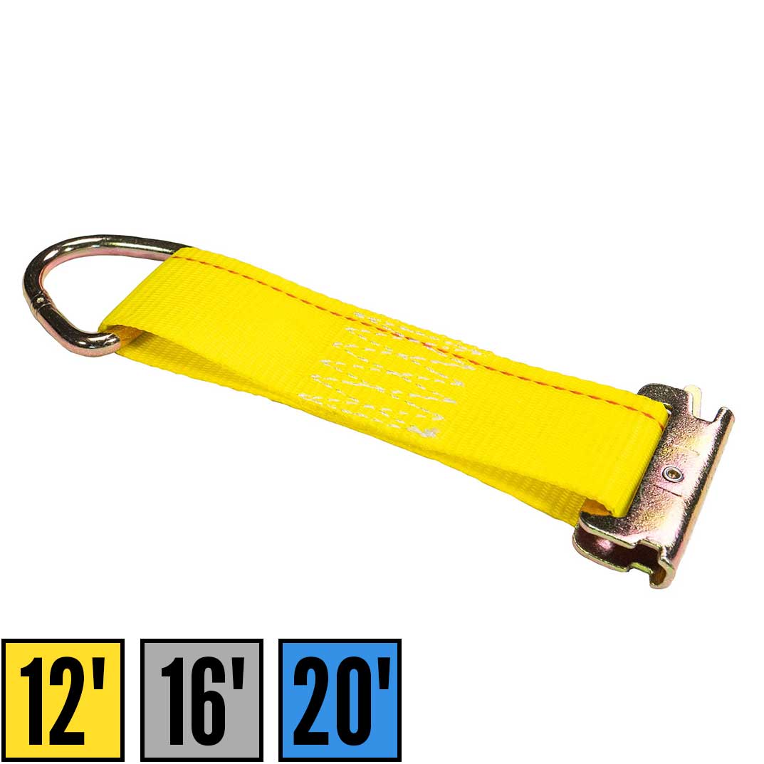 8-1/2" E-Track Rope Tie Off - Yellow | 4,400 lbs. BS