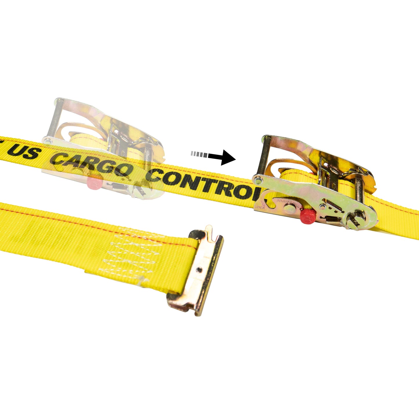 2" x 12' Yellow E-Track Sliding Ratchet Strap