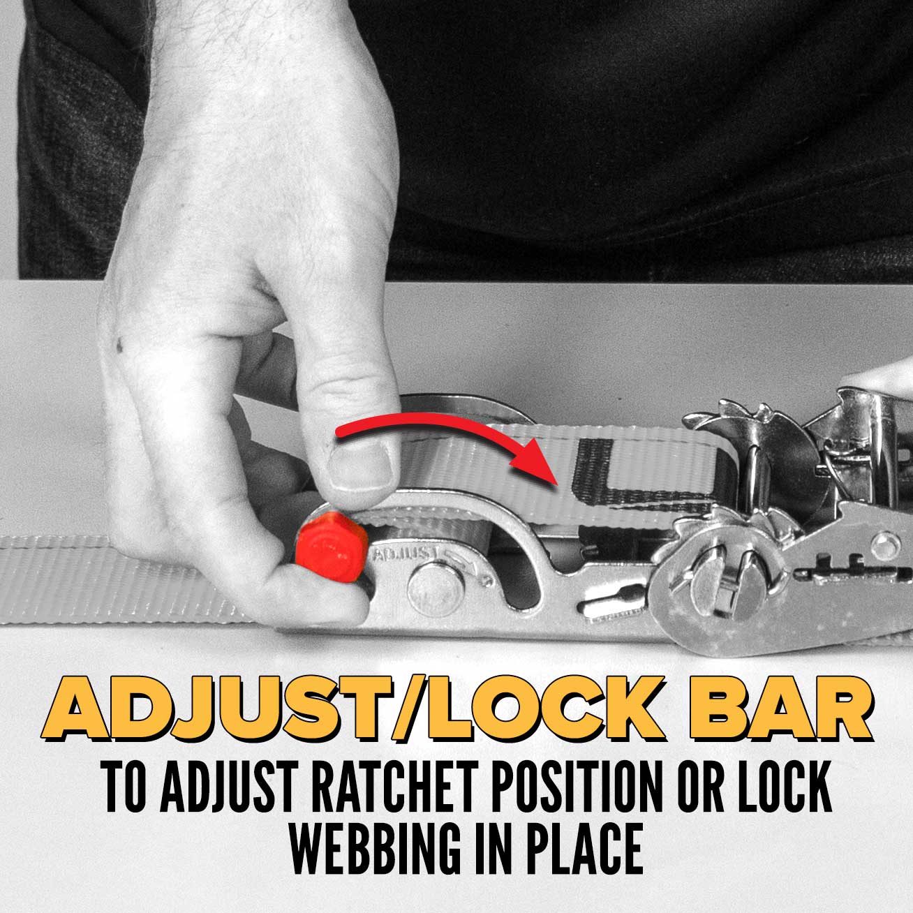 2" x 12' Yellow E-Track Sliding Ratchet Strap